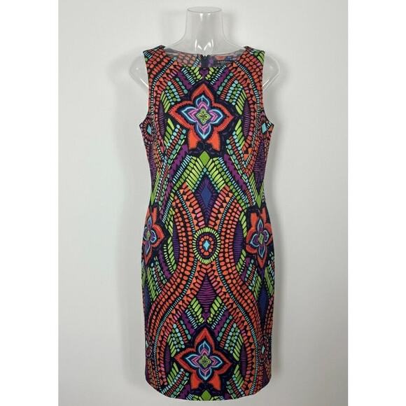 AGBDress Dresses & Skirts - Y2K Vibrant Mosaic Sleeveless Sheath Dress Maximalist Mod 60s Psychedelic 12 L